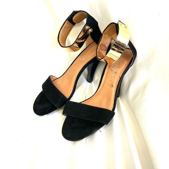 Jeffrey Campbell x Free People Stilettos Black Gold Band Hough Dressy Size 7 - Picture 1 of 12